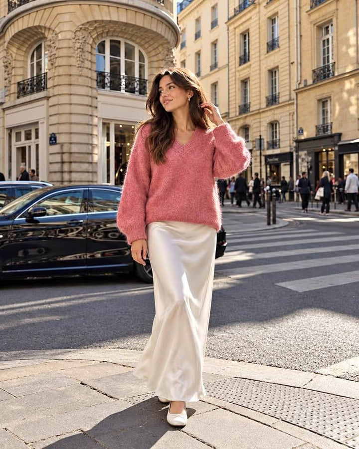 Coral Pink 100% Wool Brushed Sweater