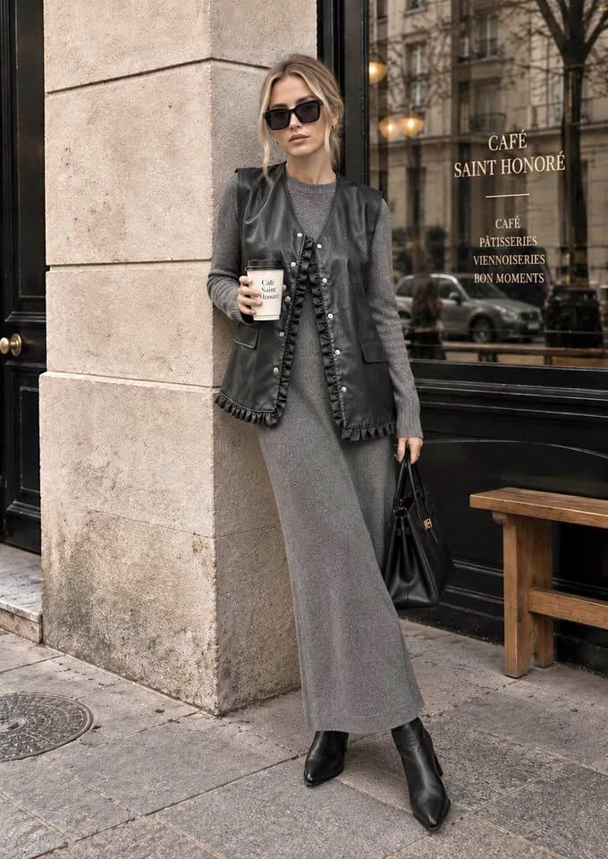 Black Vegan Leather Oversized Vest
