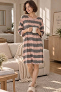 Pink & Grey Stripe Cotton Sleep Dress