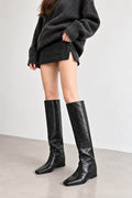 Black Leather Knee-High Boots