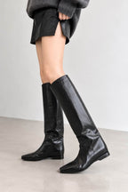 Black Leather Knee-High Boots