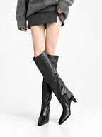 Black Cow Leather Over-the-Knee Boots