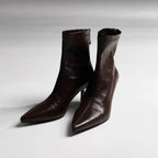 Chocolate Brown Faux Leather Ankle Boots