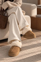 Chestnut Suede & Wool Platform Shoes