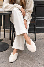 Ivory Faux Fur Mules
