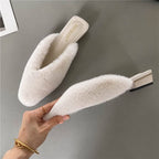 Ivory Faux Fur Mules