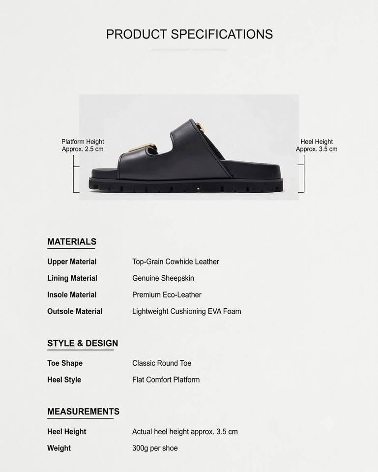 Black Leather Double-Buckle Sandals