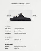 Black Leather Double-Buckle Sandals