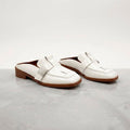 Off-White Handwoven Leather Mules