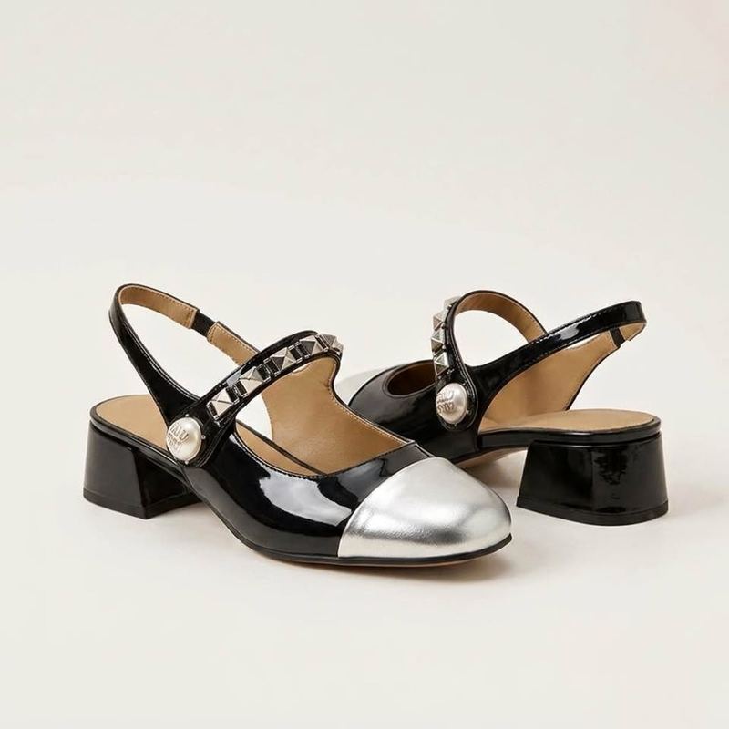 Black Patent Pearl & Stud Mary Jane Heels