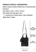Black Handcrafted Floral Leather Tote / Crossbody