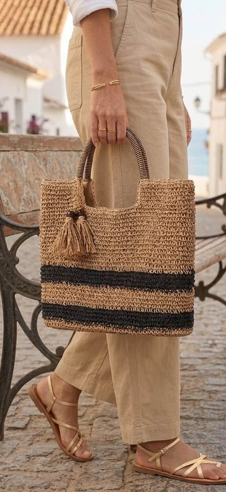 Handwoven Natural Straw Tote Bag