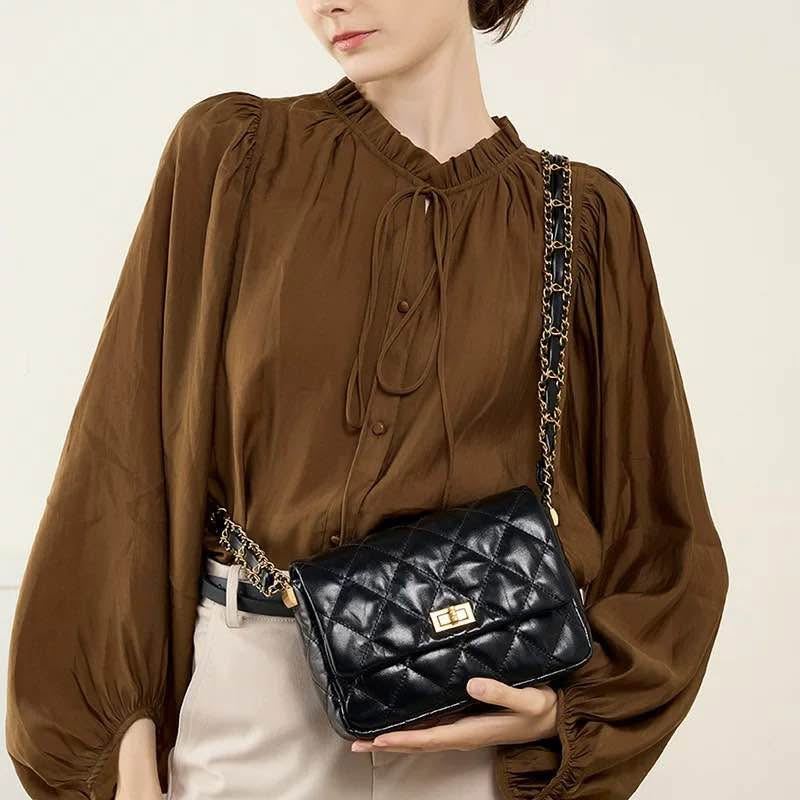 Black Quilted Chain Shoulder Bag