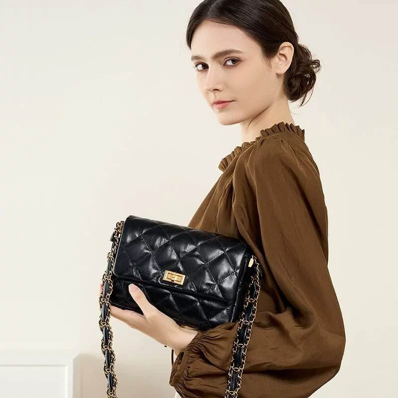 Black Quilted Chain Shoulder Bag