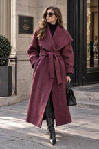 Mulberry 100% Wool Belted Long Coat