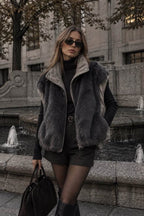 Reversible Lyocell & Rabbit Fur Vest