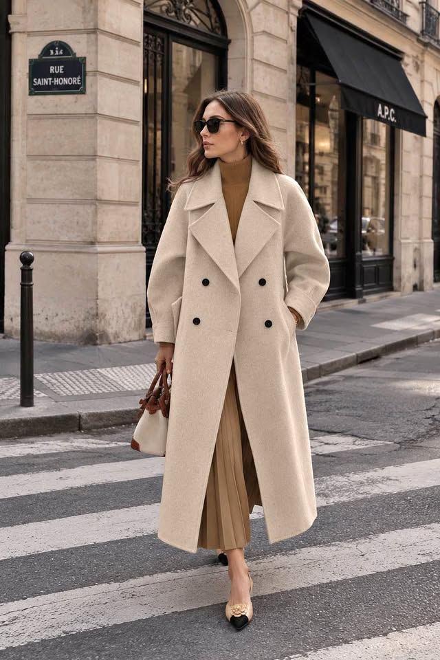 Cream Wool & Angora Belted Coat