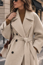 Cream Wool & Angora Belted Coat