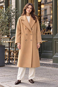 Camel Cashmere-Wool Double-Breasted Coat