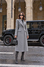 Grey 100% Wool Tailored Coat
