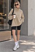 Beige Half-Zip Yak-Cotton Fleece Sweatshirt