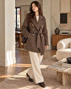Deep Brown Wool & Cashmere Belted Coat