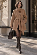 Camel Wool & Alpaca Belted Toggle Coat
