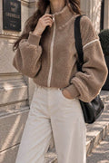 Brown 100% Wool Zip Jacket