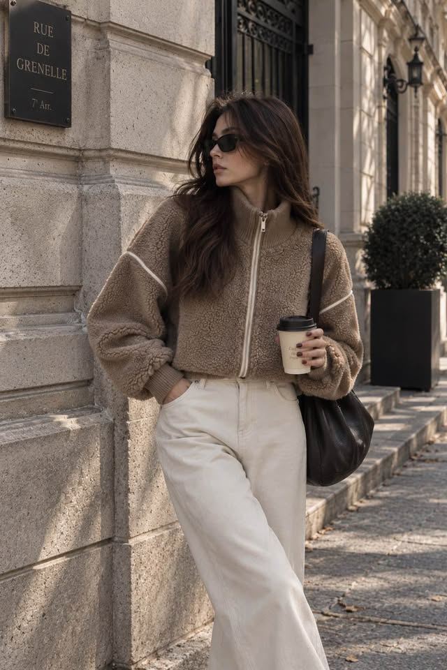 Brown 100% Wool Zip Jacket