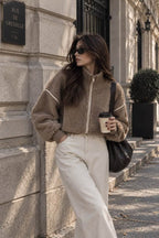 Brown 100% Wool Zip Jacket