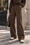 Brown Leopard Print Wide-Leg Pants