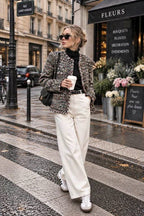 Black & White Wool-Blend Tweed Jacket