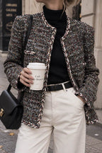 Black & White Wool-Blend Tweed Jacket