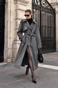 Grey Belted Relaxed Trench Coat