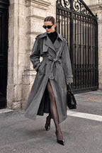 Grey Belted Relaxed Trench Coat