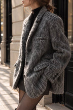 Grey Mohair-Blend Brushed Blazer