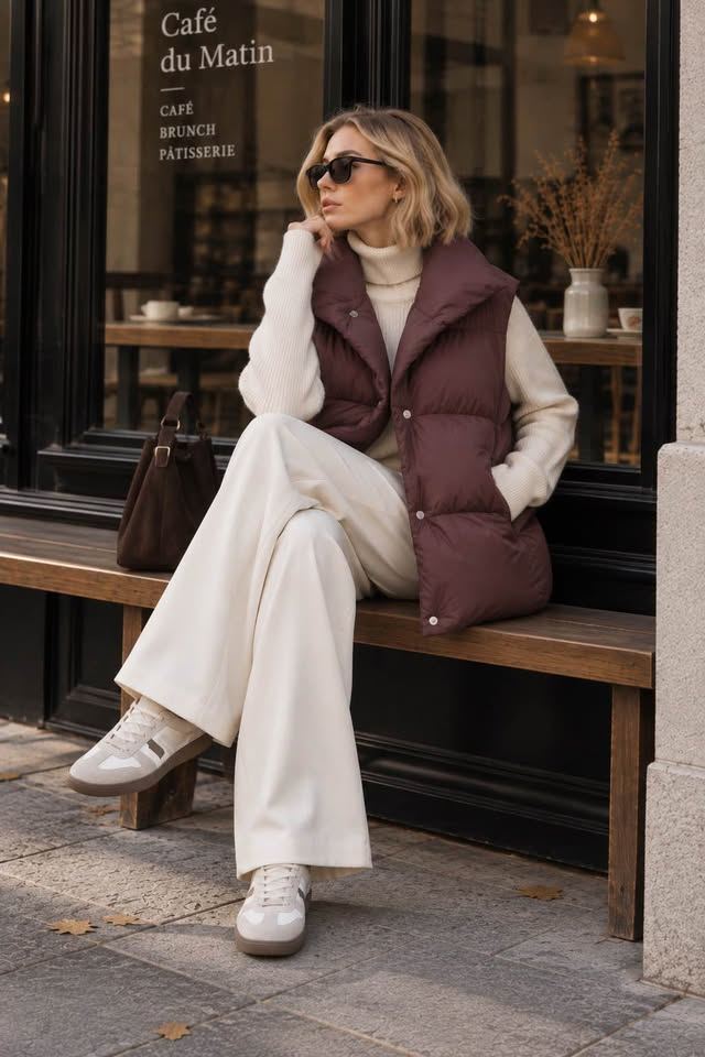 Plum Hooded Down Puffer Vest