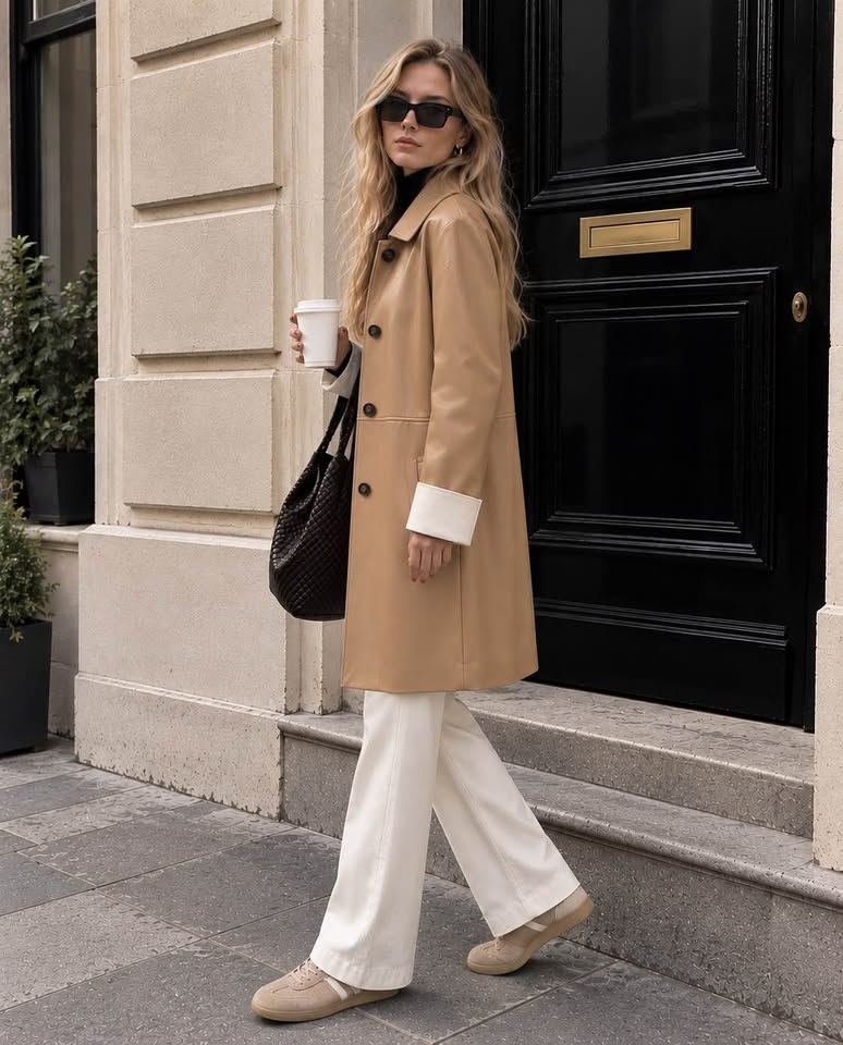 Camel Sheep Leather Coat