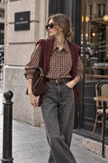 Burgundy & Brown Plaid Bamboo-Blend Shirt