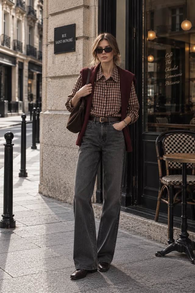 Burgundy & Brown Plaid Bamboo-Blend Shirt