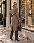 Khaki Wrinkle-Resistant Long Trench Coat