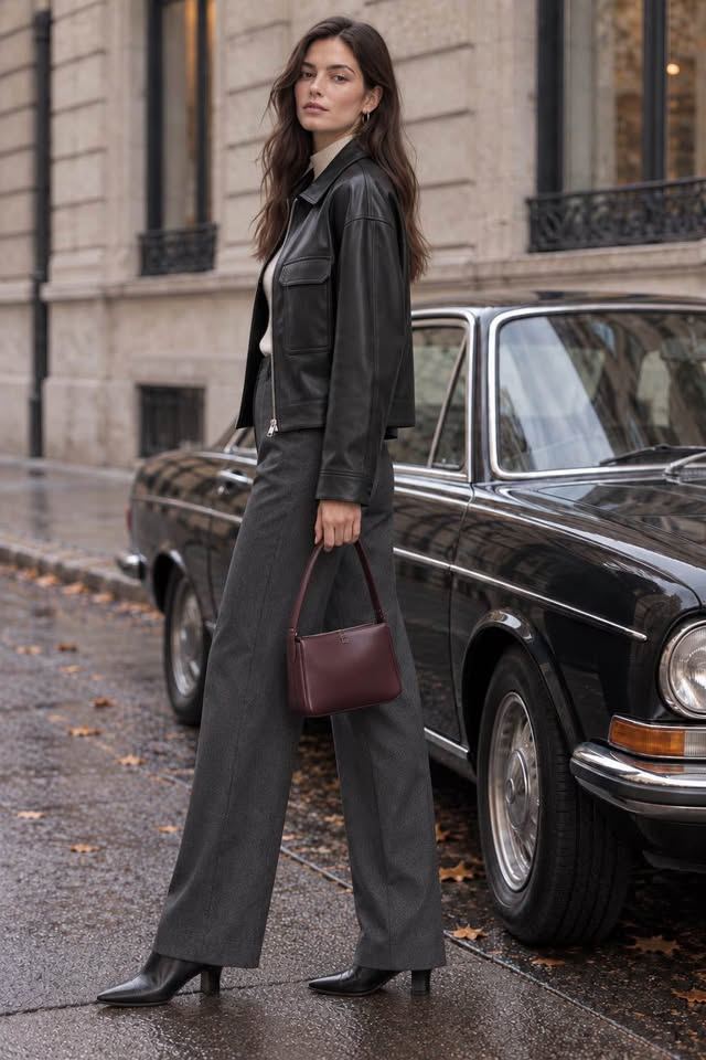 Black Vegan Leather Oversized Jacket