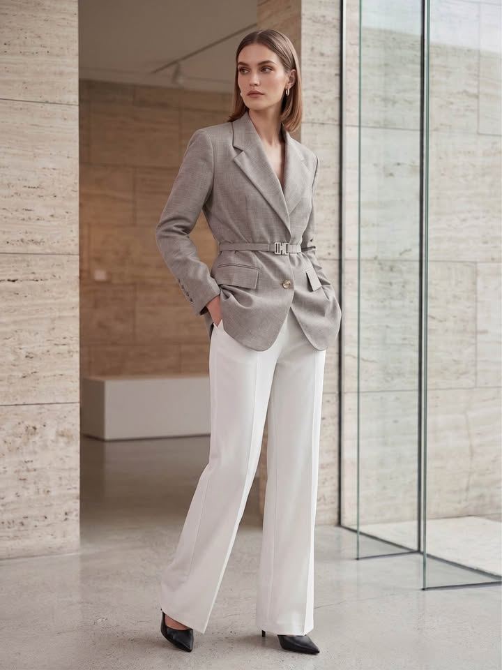 Grey Belted Blazer