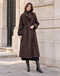 Dark Brown Yak & Wool Belted Long Coat