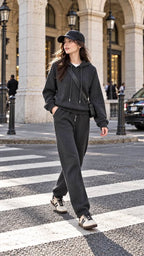Charcoal Merino Wool-Blend Hoodie & Pants Set
